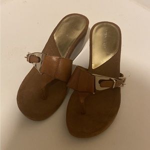 Nine West Brown Slide In With Buckle Flip Flops